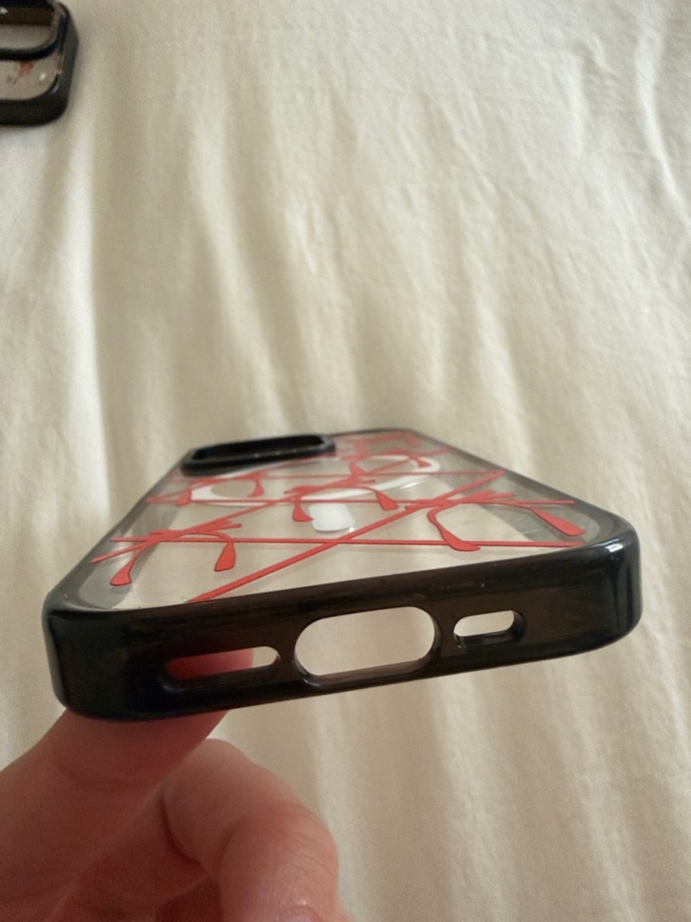 Casetify Black Clear Case with Red Bow Grid Design- iPhone 16 pro - Picture 5 of 6